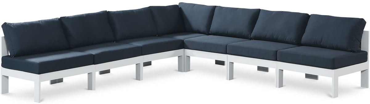 Nizuc - Outdoor Patio 7 Piece Modular Sectional With White Frame