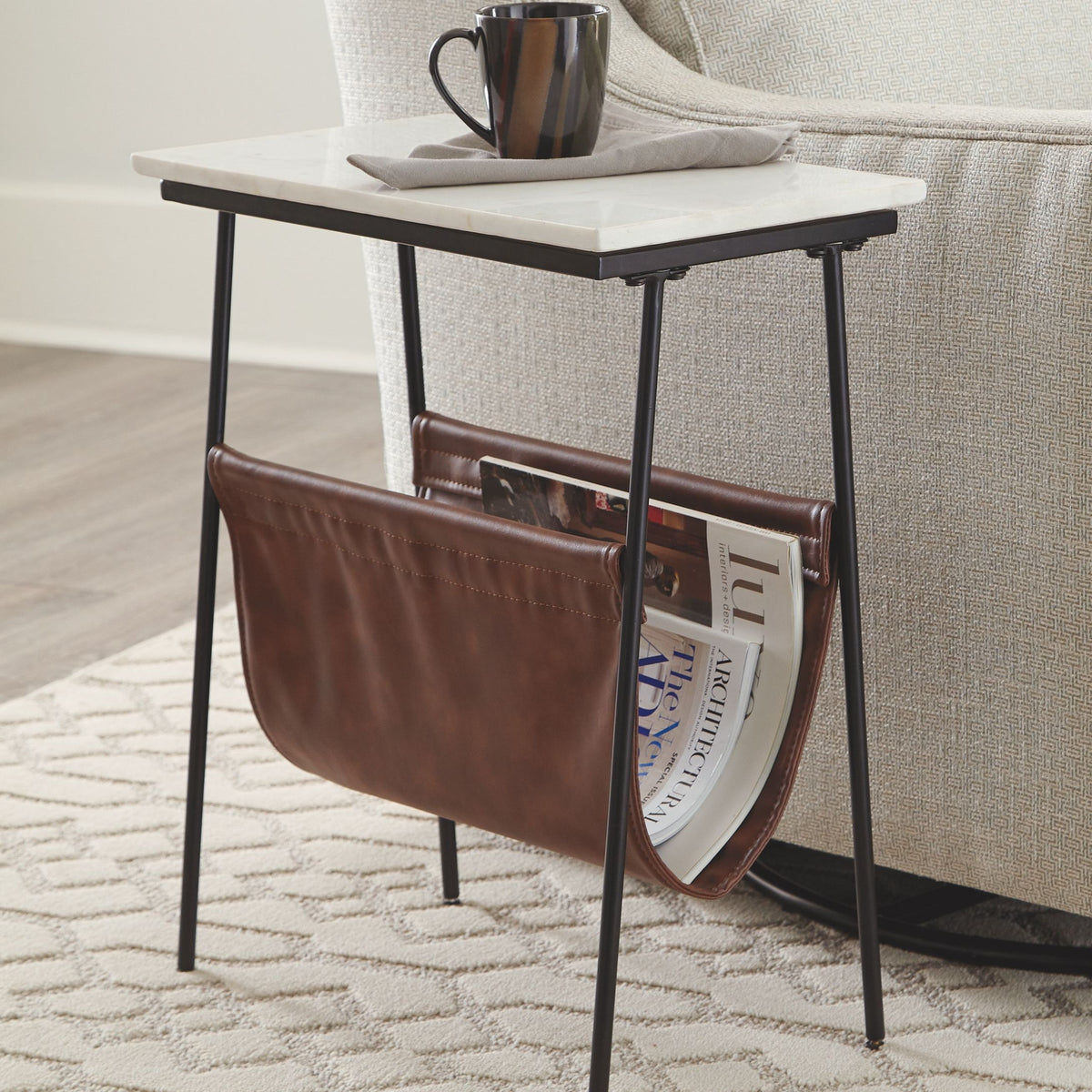 Etanbury - Accent Table - Brown / Black / White