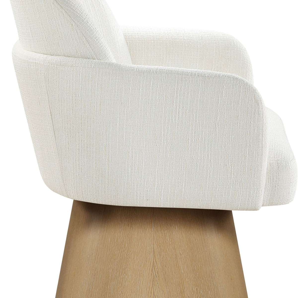 Marlowe - Linen Textured Fabric Upholstered Swivel Dining Arm Chair - Stained Natural