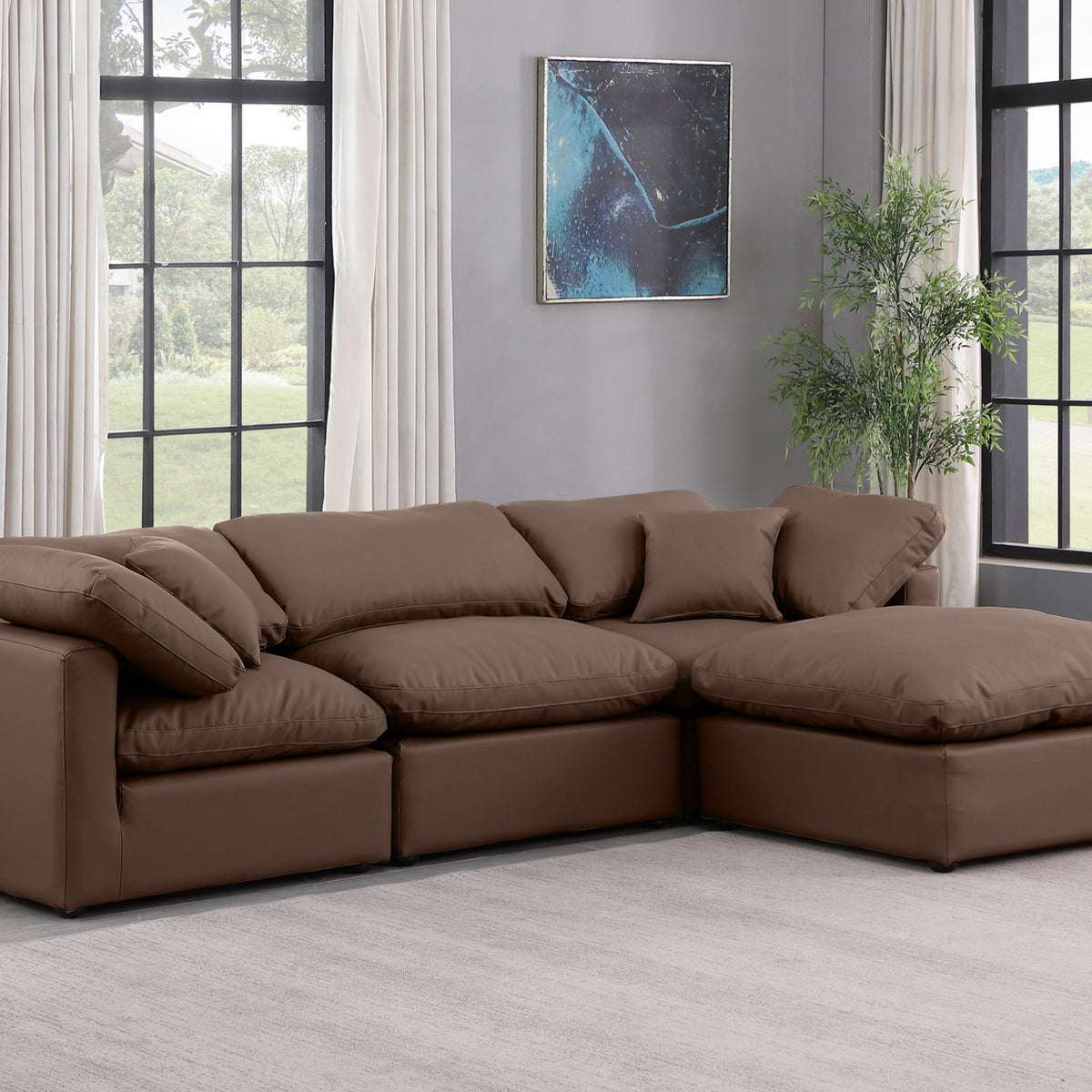 Indulge - Faux Leather 4 Piece Modular Sectional With Chaise