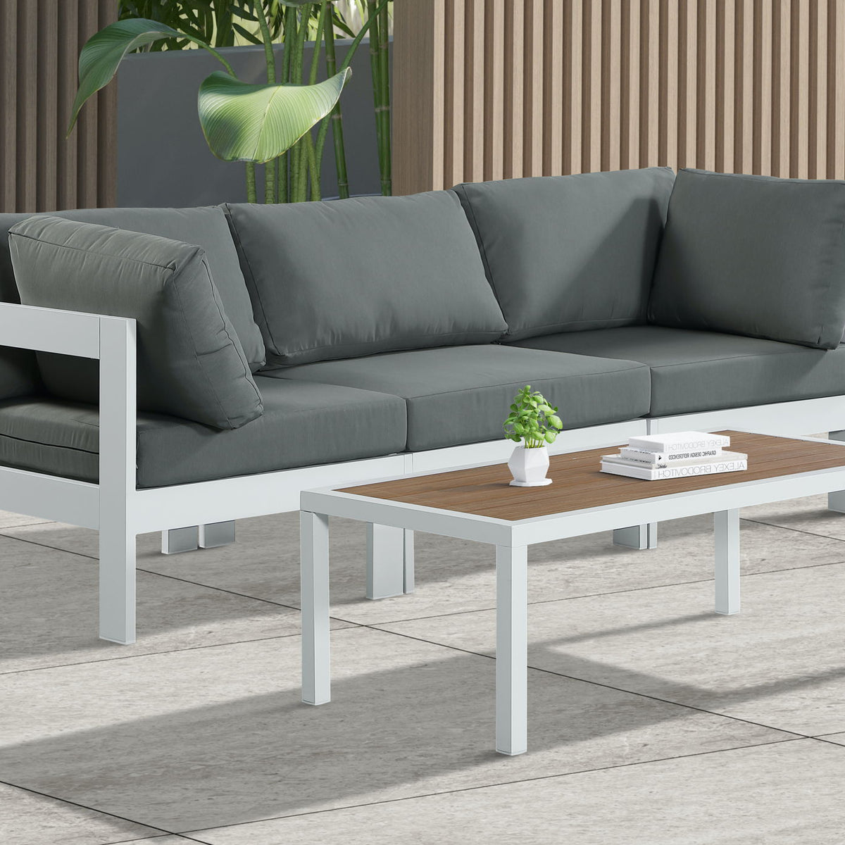 Nizuc - Outdoor Patio 3 Seat Modular Sofa With White Frame