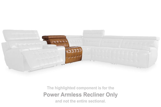 Temmpton - Power Armless Recliner With Adj Headrest - Chocolate