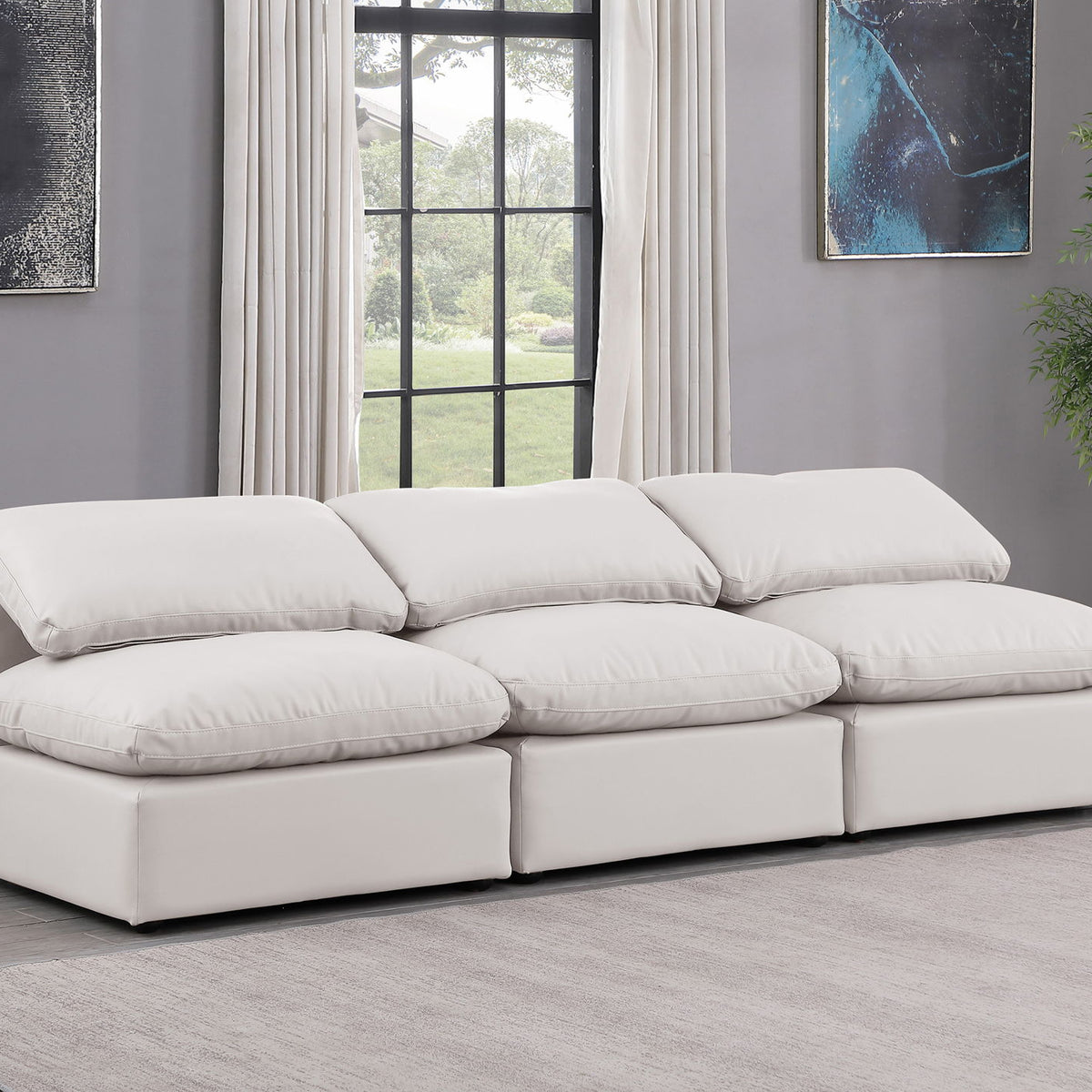Indulge - Faux Leather 3 Seat Modular Armless Sofa