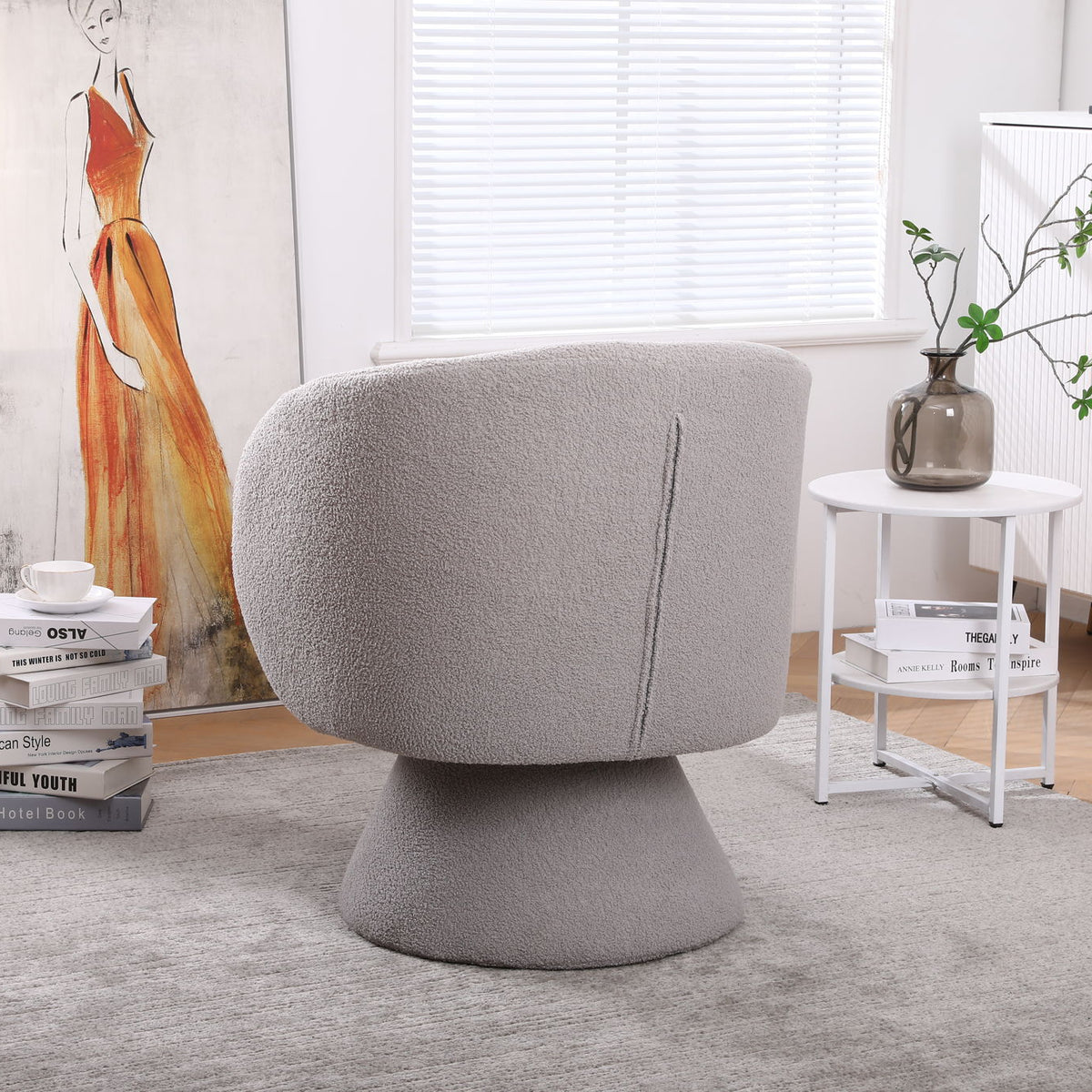 Swivel Accent Chair Armchair, Round Barrel Chair For Living Room Bedroom
