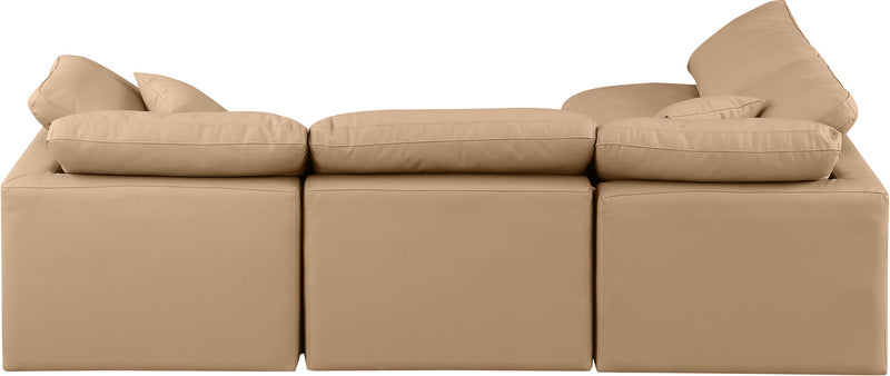 Indulge - Faux Leather 4 Piece Modular Sectional - Tan