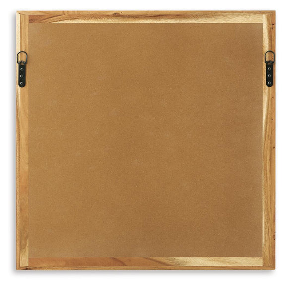 Brown wooden wall decor backing board with hanging hardware on sides