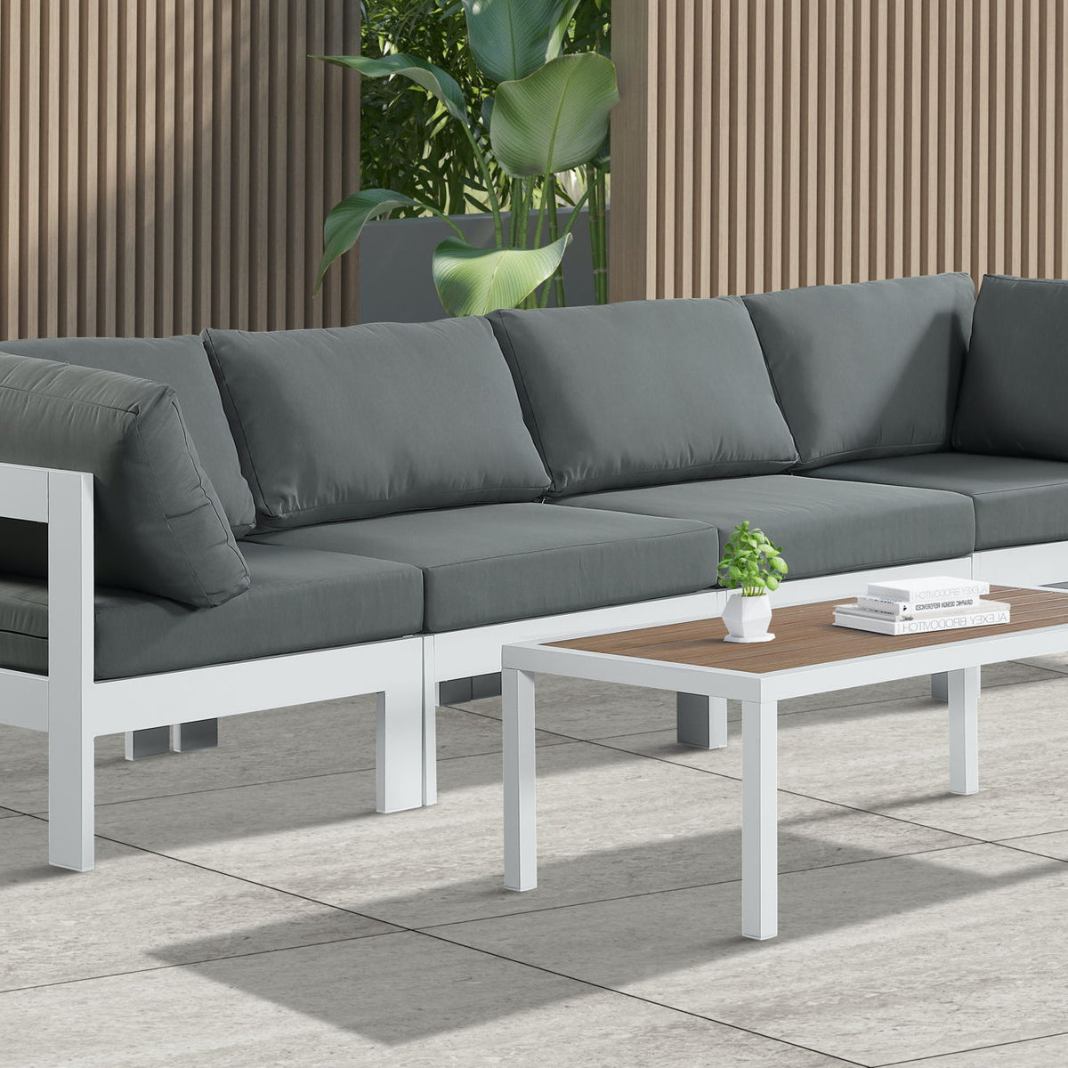 Nizuc - Outdoor Patio 4 Seat Modular Sofa With White Frame