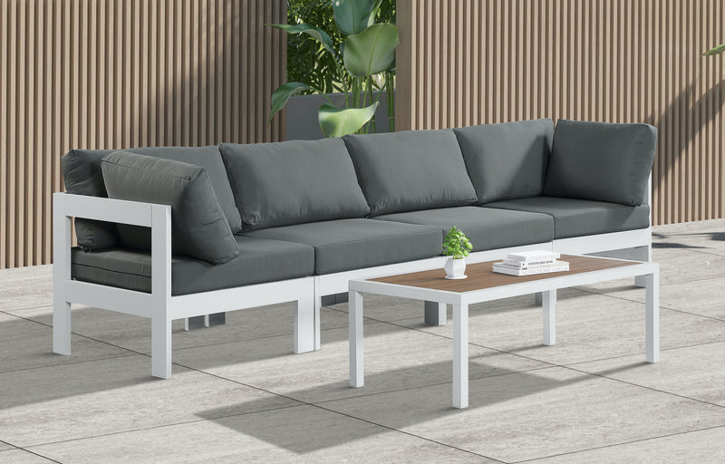Nizuc - Outdoor Patio 4 Seat Modular Sofa With White Frame