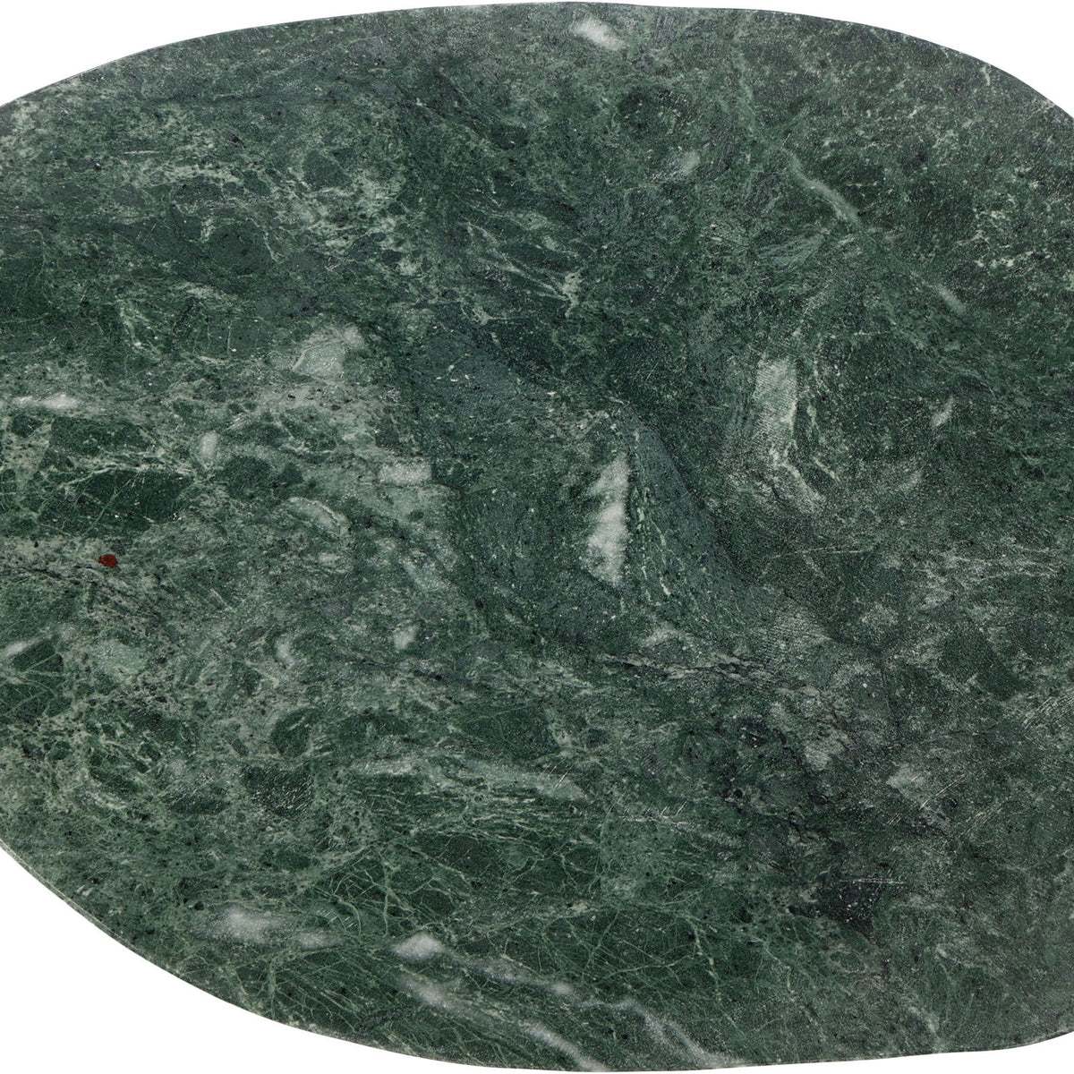 Livia green marble decorative tray, round top with dense speckled veining