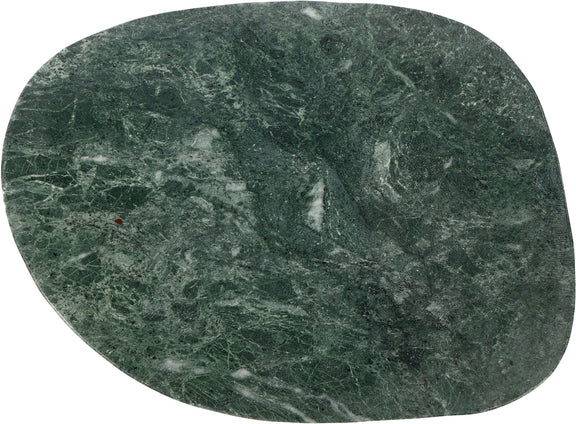 Livia green marble decorative tray, round top with dense speckled veining