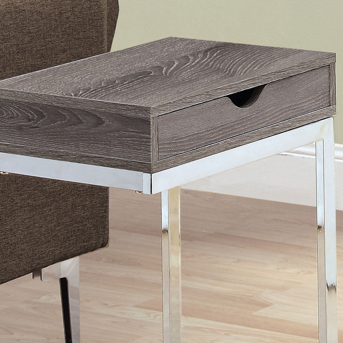C-Shaped Accent Table Storage Drawer For Living Room