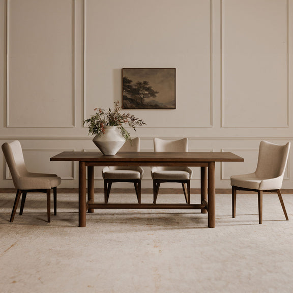 Small framed landscape painting with trees and misty hills