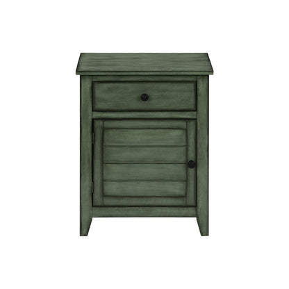 Dark green transitional nightstand with top drawer and cabinet door panel