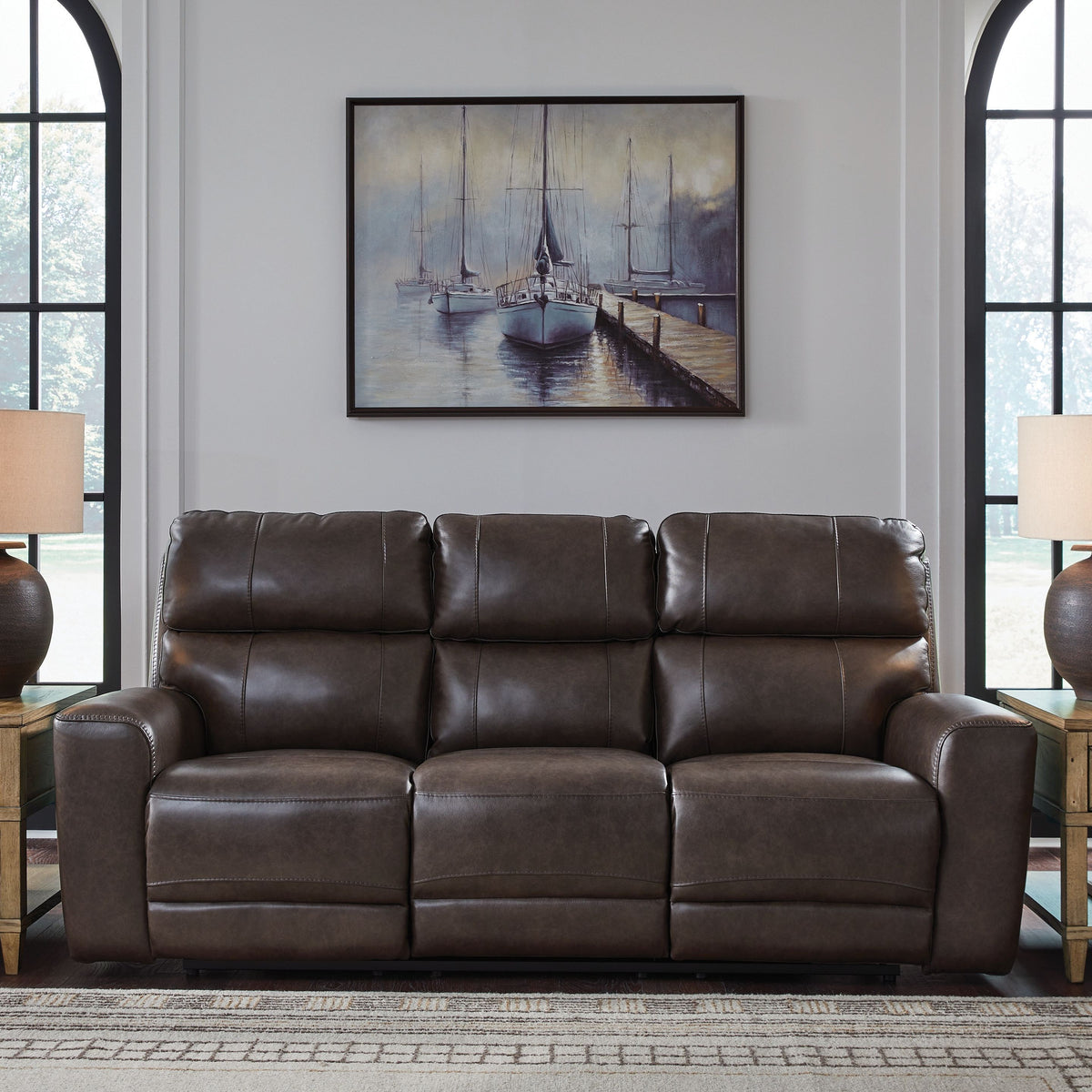 Crossplex - Smoke - Power Recline Sofa With Adjustable Headrest