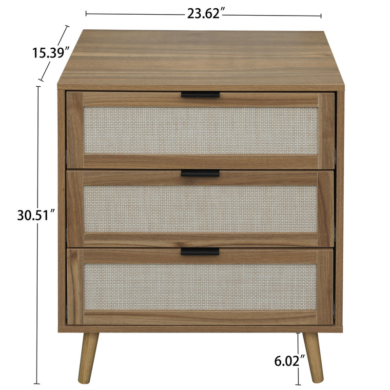 3 Drawer Cabinet, Suitable For Bedroom, Living Room, Study - Walnut