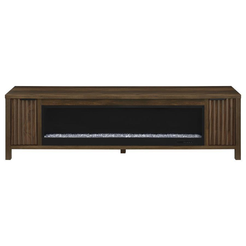 Carey - 79" TV Stand Fireplace Media Console - Dark Pine