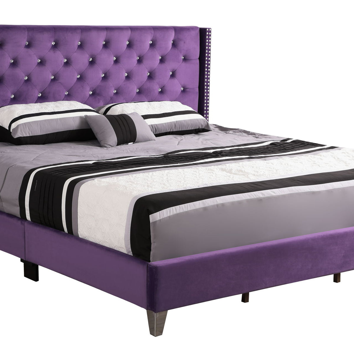 Upholstered Nailhead Trim Chic Bed