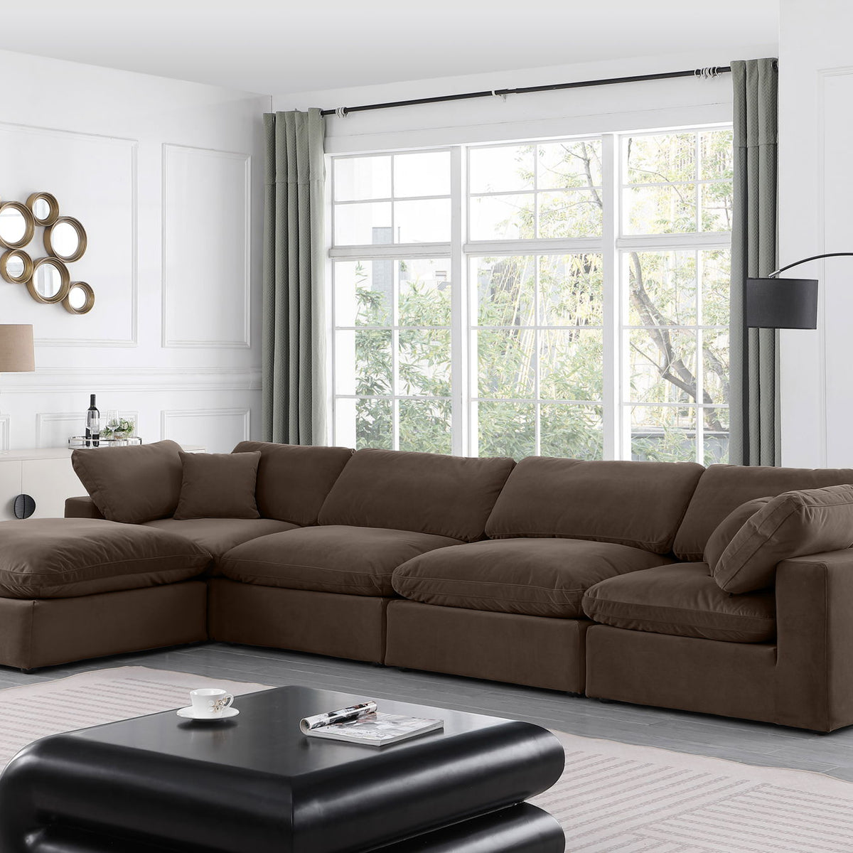 Comfy - 5 Piece Velvet Modular Sectional With Chaise