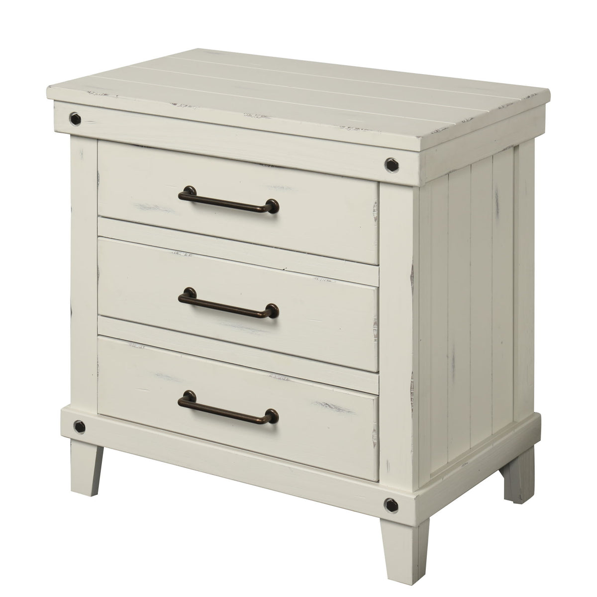 3 Drawer Elegant Nightstand - White