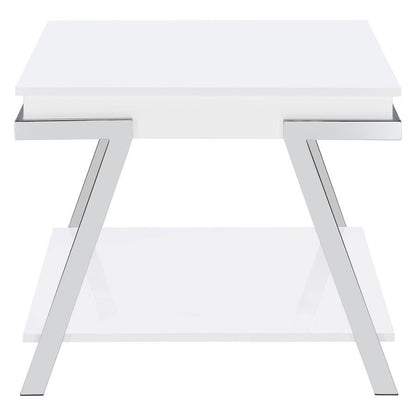 Marcia - Rectangular Side End Table - White High Gloss