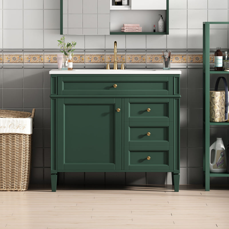 Bathroom Vanity & Top Sink, Modern Bathroom Storage Cabinet With 2 Drawers And A Tip-Out Drawer