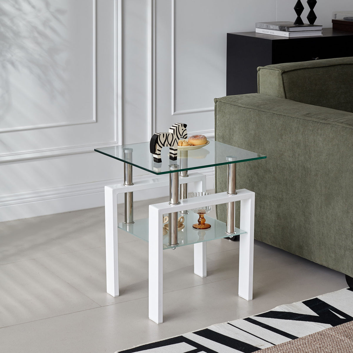 Tempered Glass Table With Storage