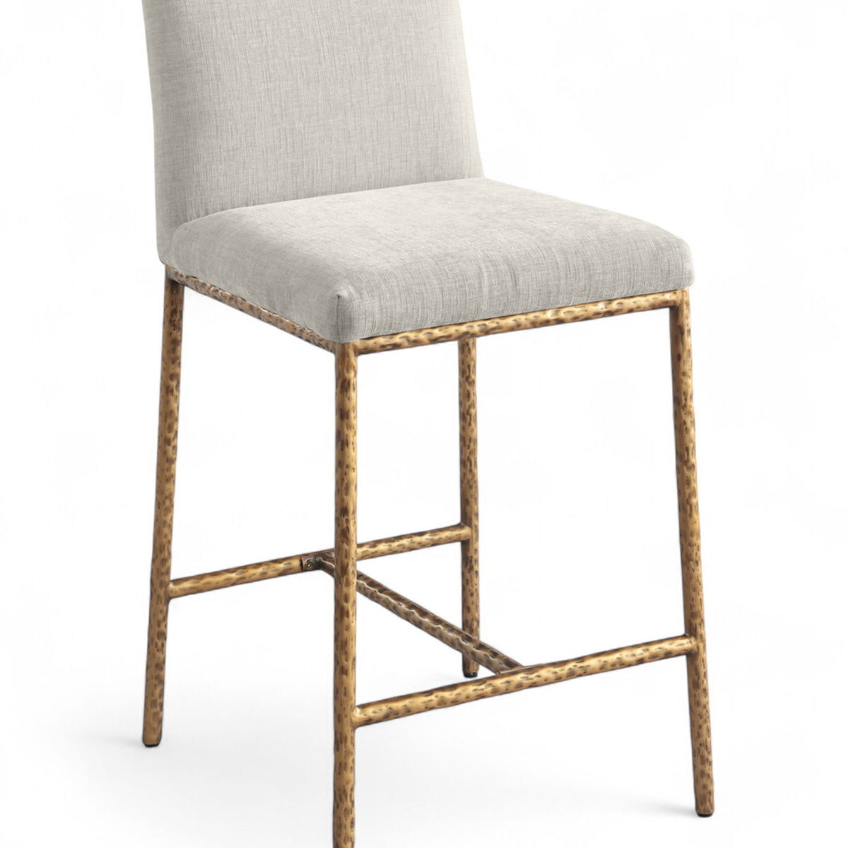 Reeves - Chenille Fabric Upholstered Counter Stool (Set of 2) - Gold Base