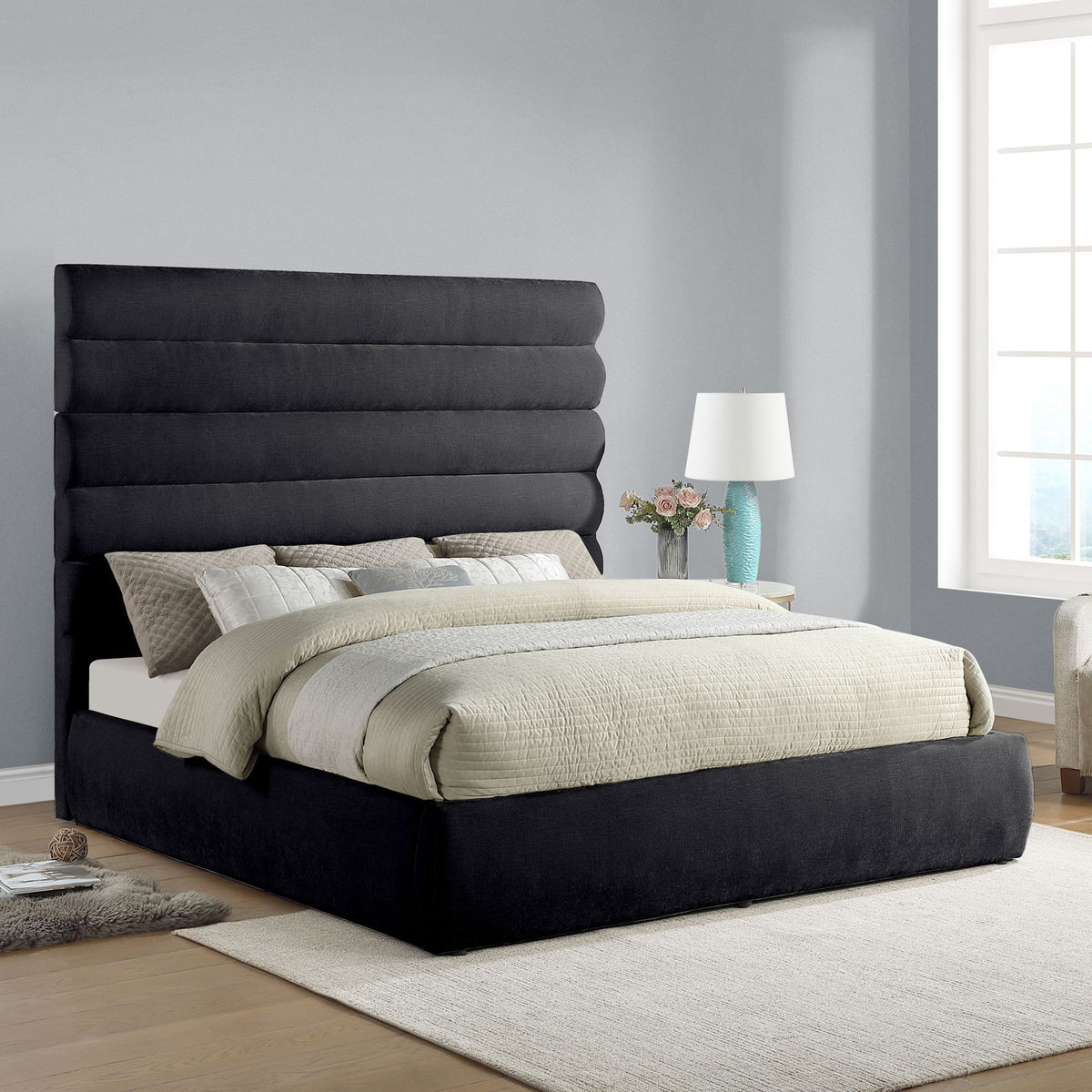 Adam - Chenille Fabric Bed With 70.5" Headboard