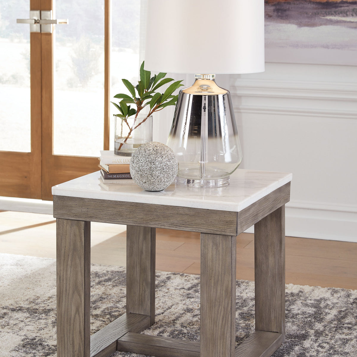 Loyaska - Square End Table - Brown / Ivory