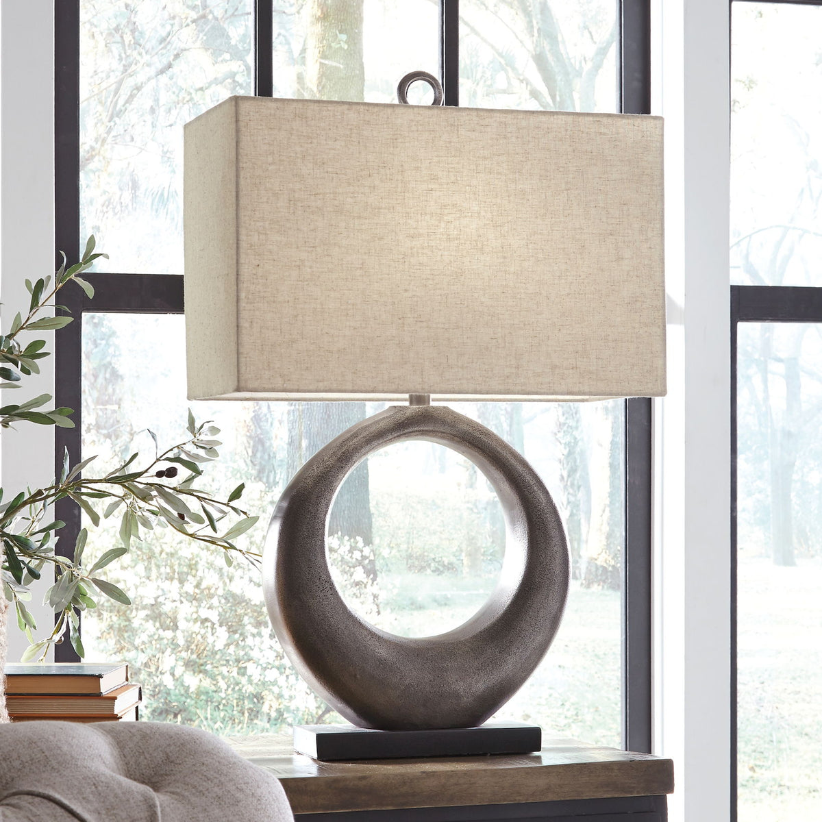 Saria - Metal Table Lamp  - Antique Silver Finish