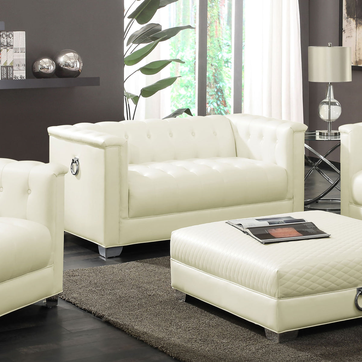 Earline - Upholstered Track Arm Loveseat - White