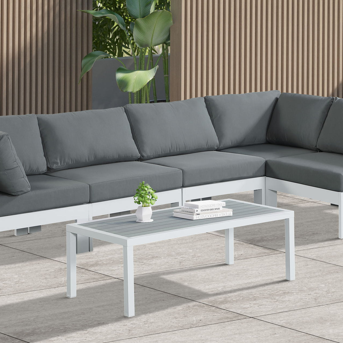 Nizuc - Outdoor Patio 5 Piece Modular Sectional With White Frame