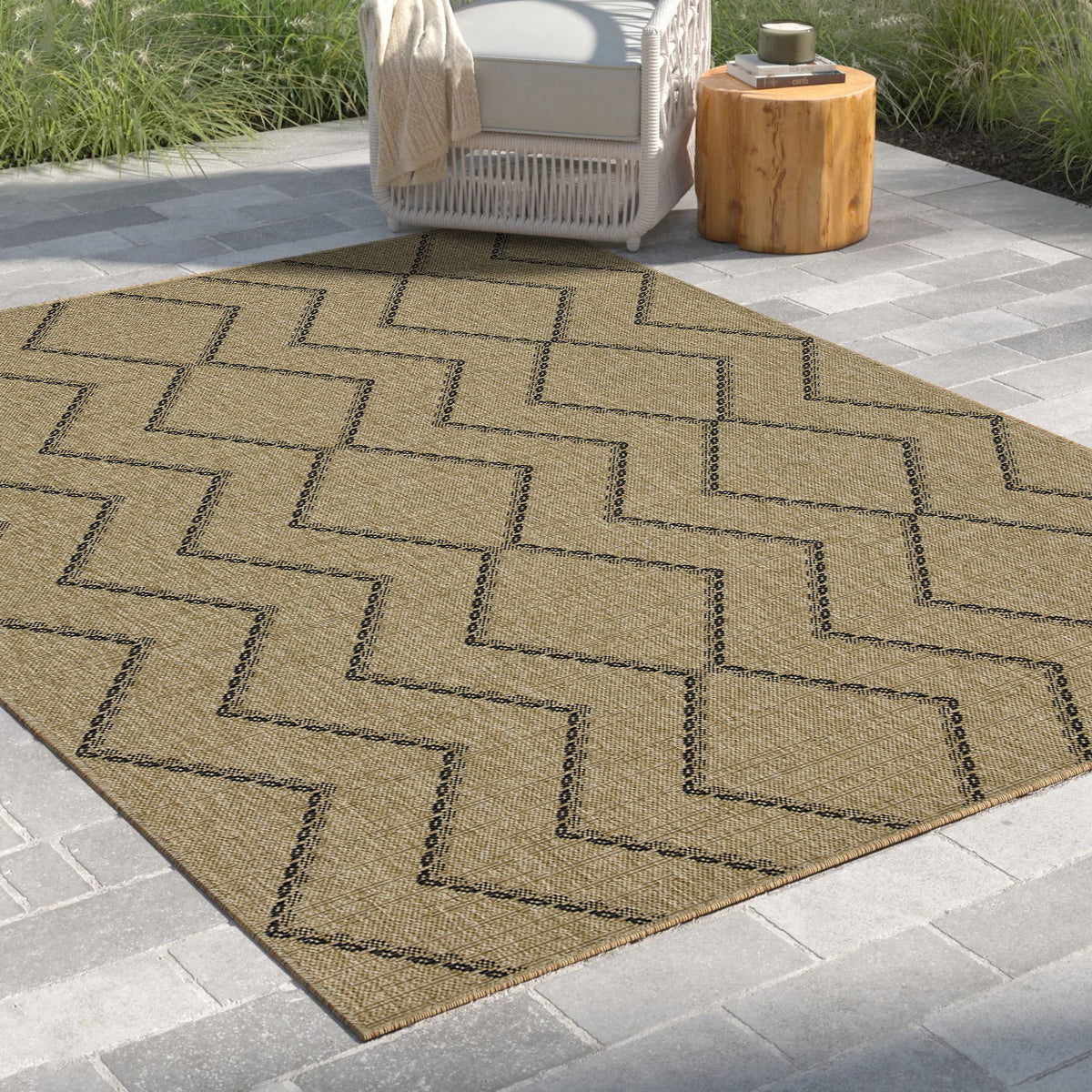 Earth - 5'3" X 7'3" Indoor, Outdoor Area Rug - Black, Natural