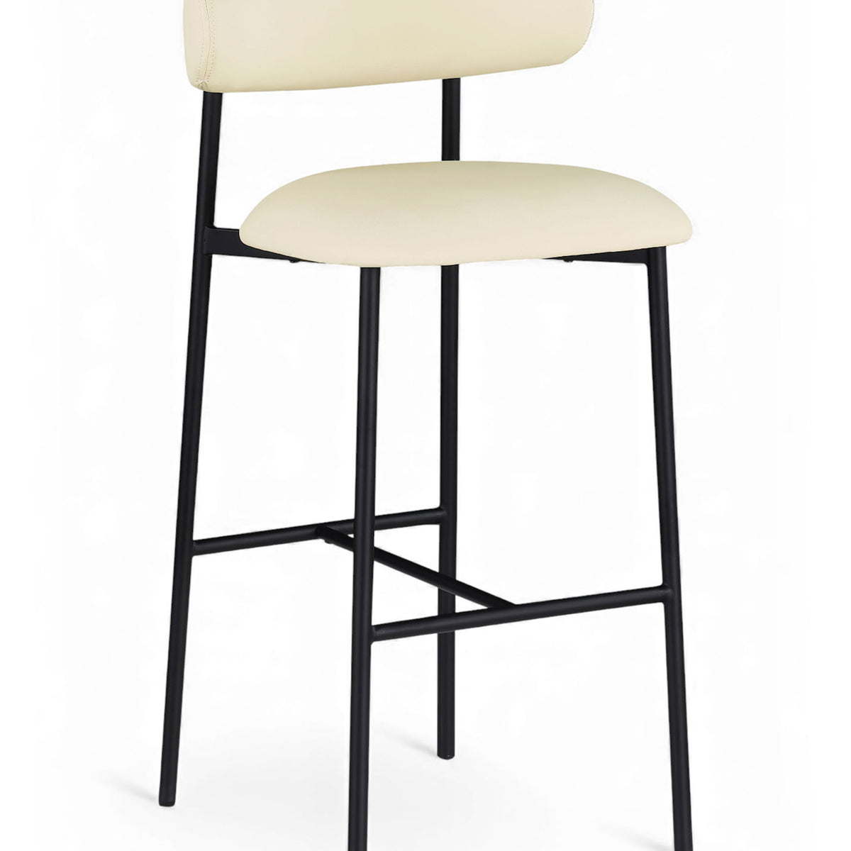 Lupita - Vegan Leather Upholstered Bar Stool (Set of 2) - Cream / Matte Black