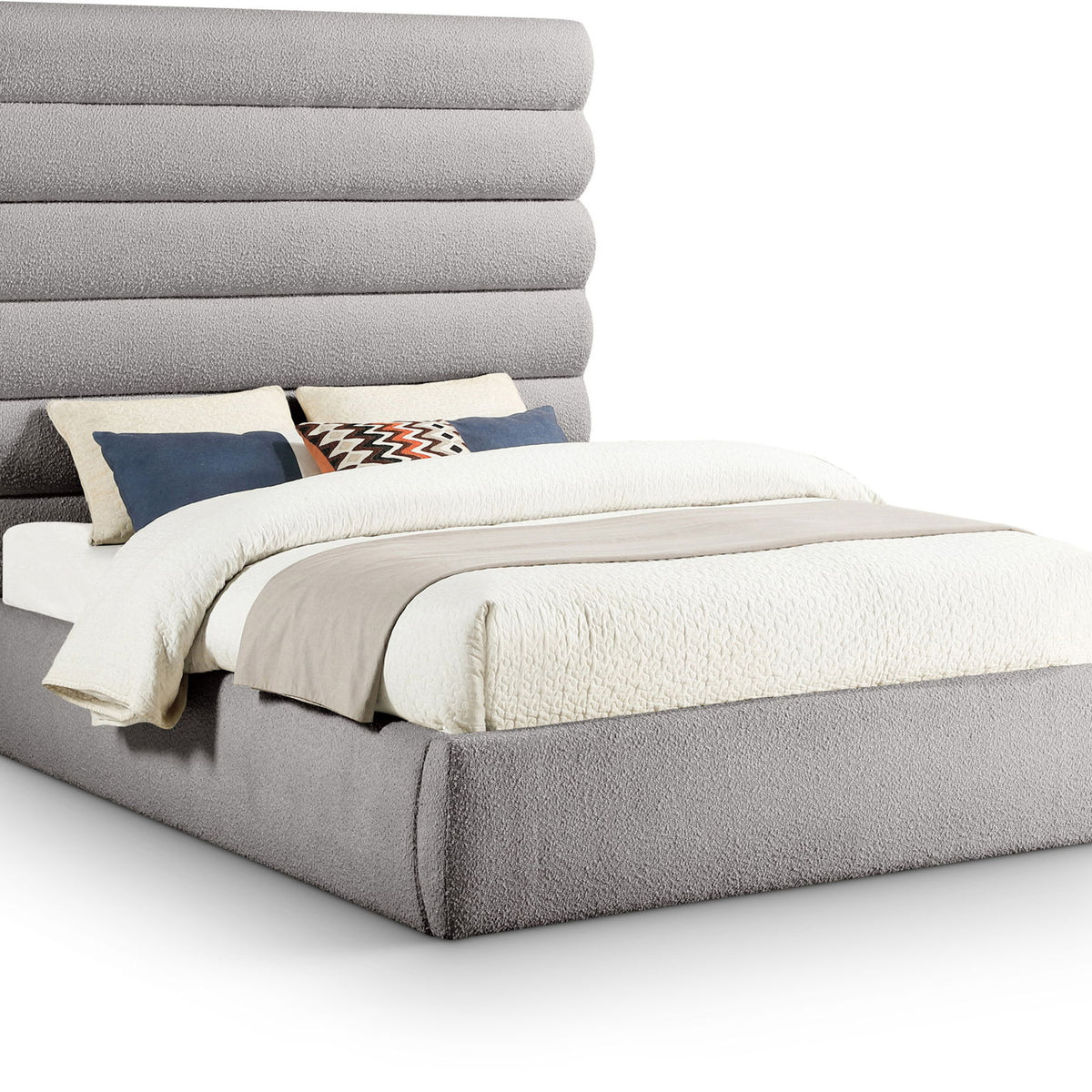 Adam - Boucle Fabric Bed With 70.5" Headboard