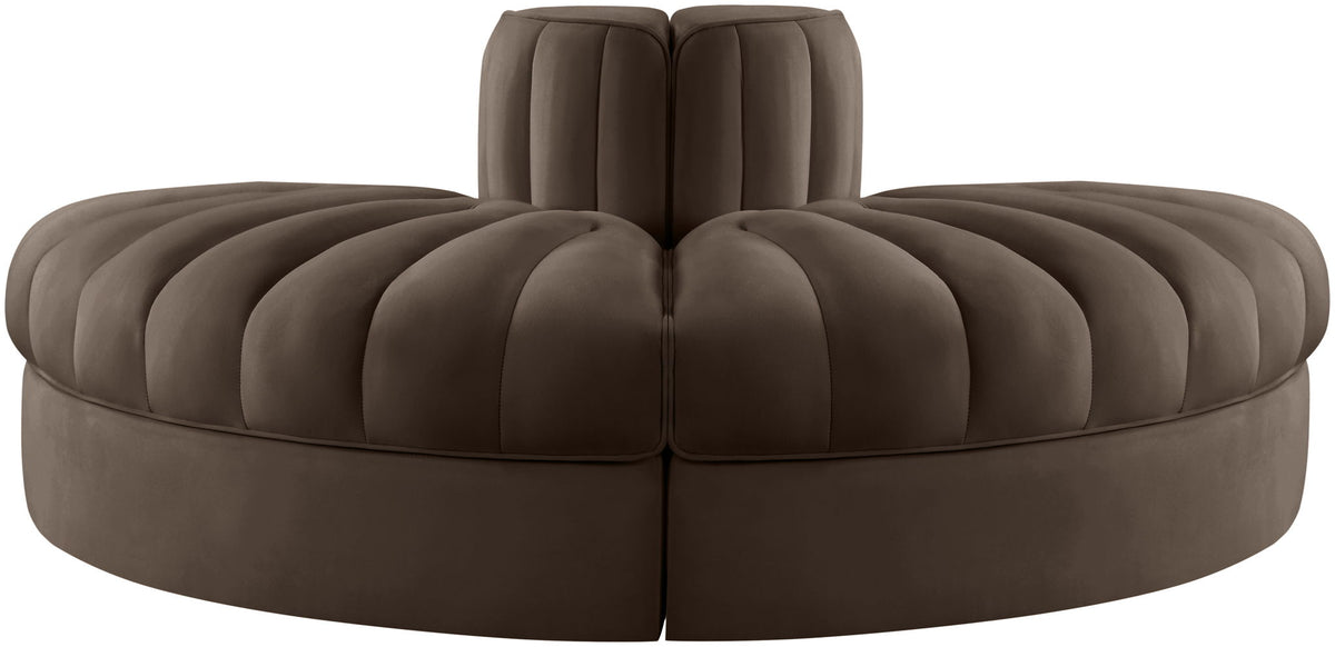 Rummi - Velvet Performance Fabric Upholstered 2 Piece  Rounded Modular Loveseat