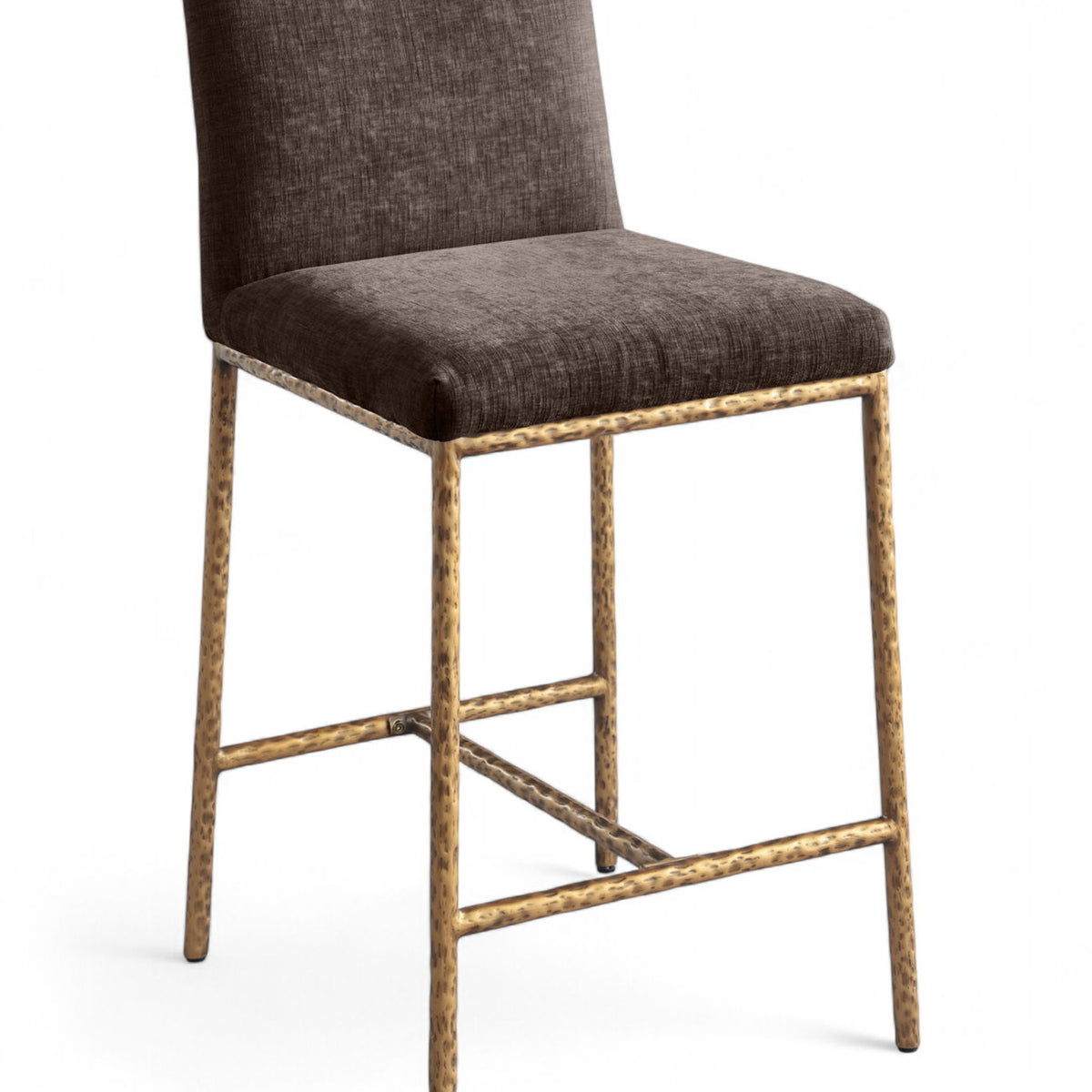 Reeves - Chenille Fabric Upholstered Counter Stool (Set of 2) - Gold Base