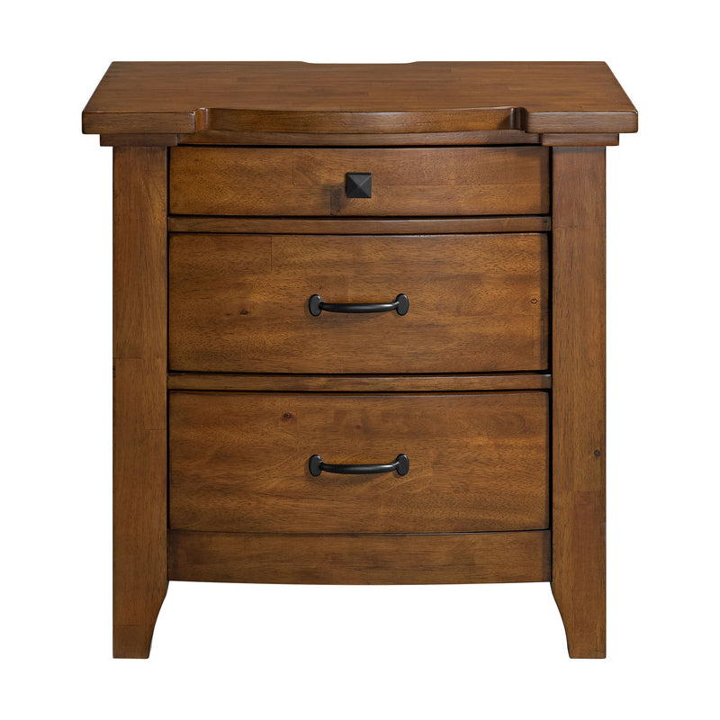 Gage - 3-Drawer Nightstand With USB And Power - Chestnut