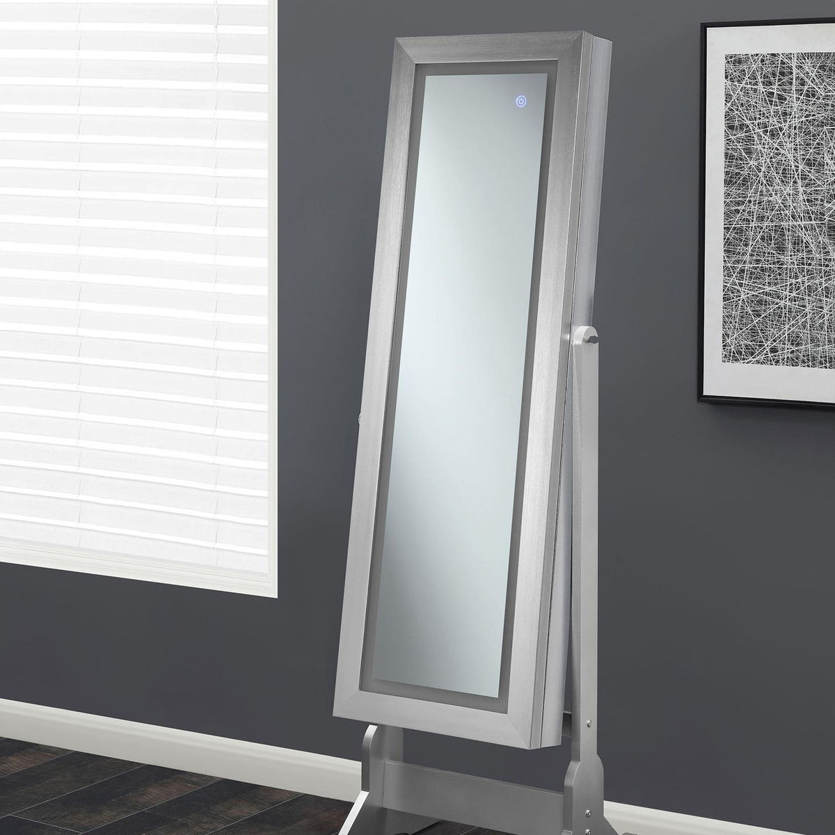 Moore Cheval Mirror with Jewelry Storage Silver