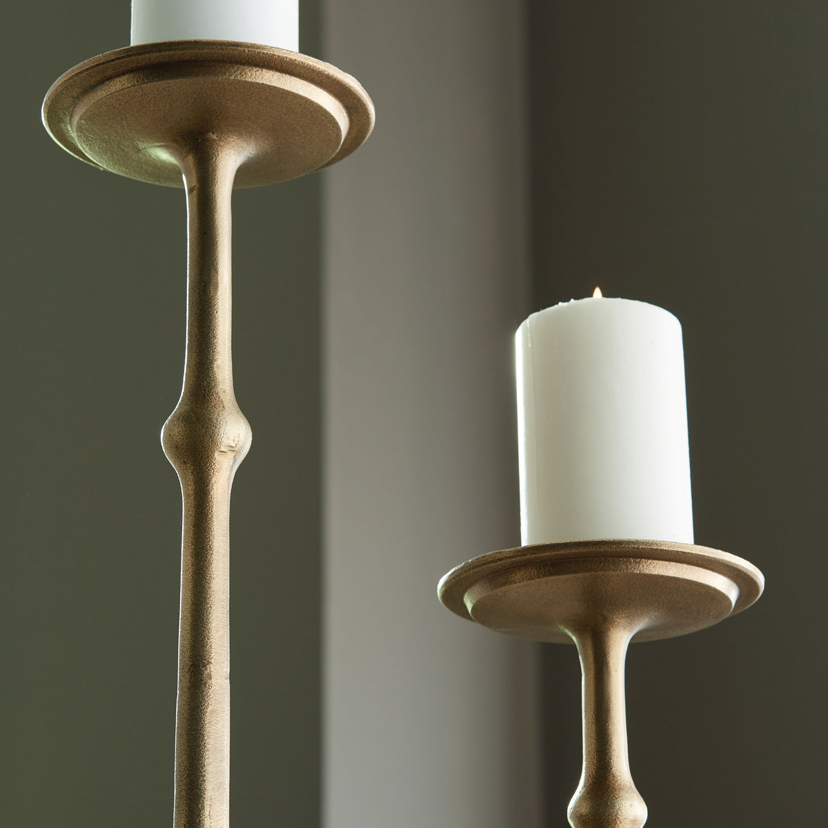 Larwick - Candle Holder Set (Set of 2) - Antique Brass Finish