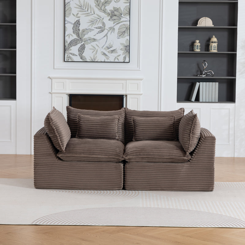The Cloudrest 75" Chocolate Corduroy Modular Loveseat
