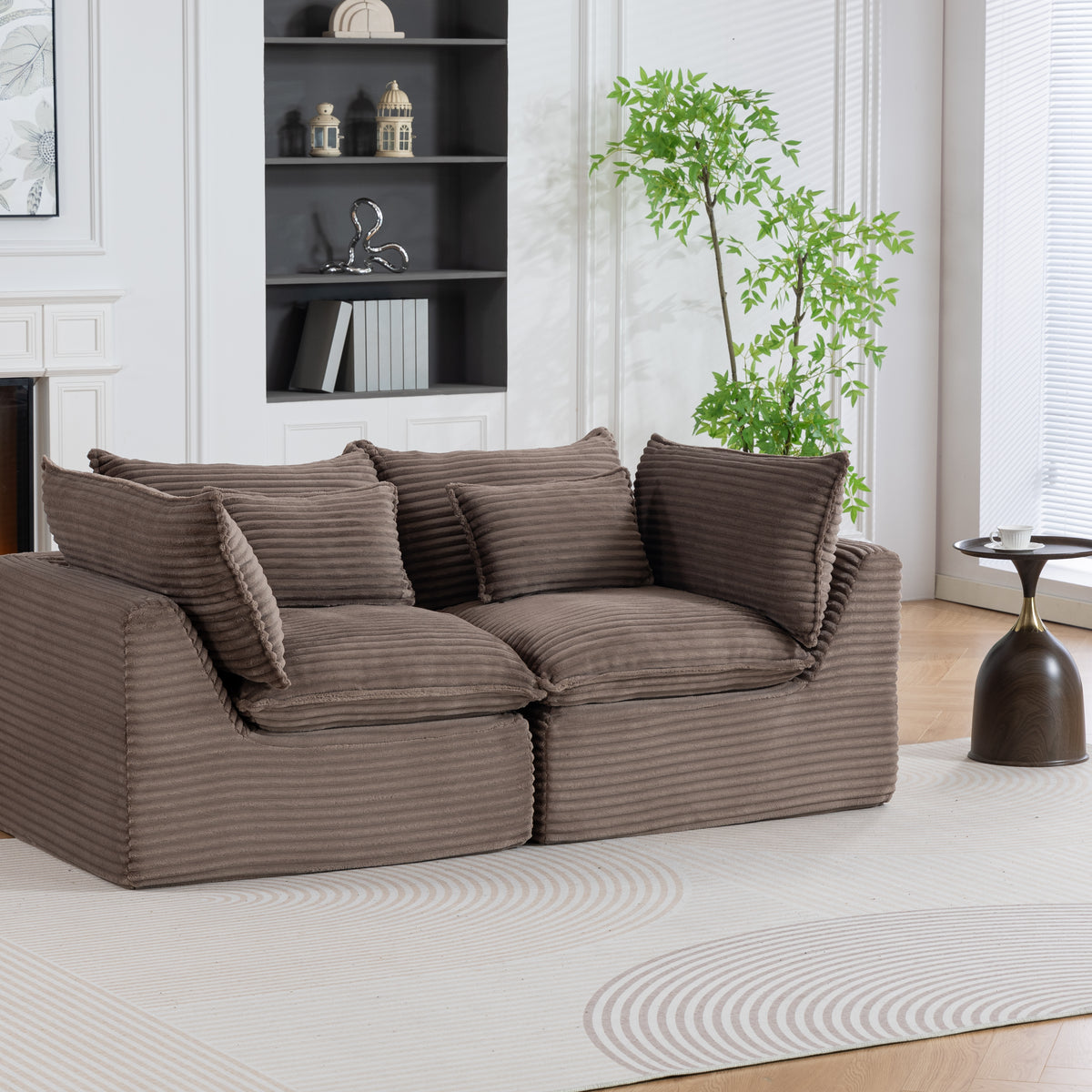 The Cloudrest 75" Chocolate Corduroy Modular Loveseat