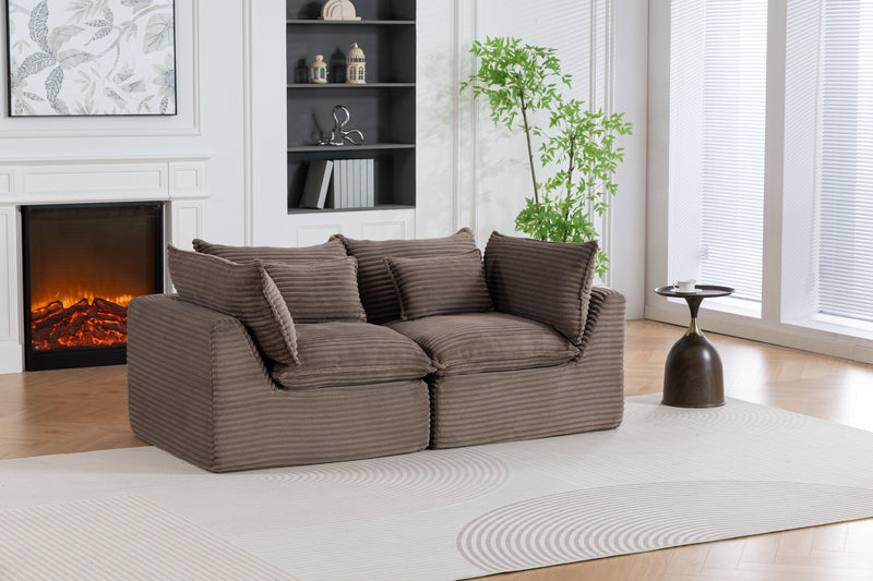 The Cloudrest 75" Chocolate Corduroy Modular Loveseat