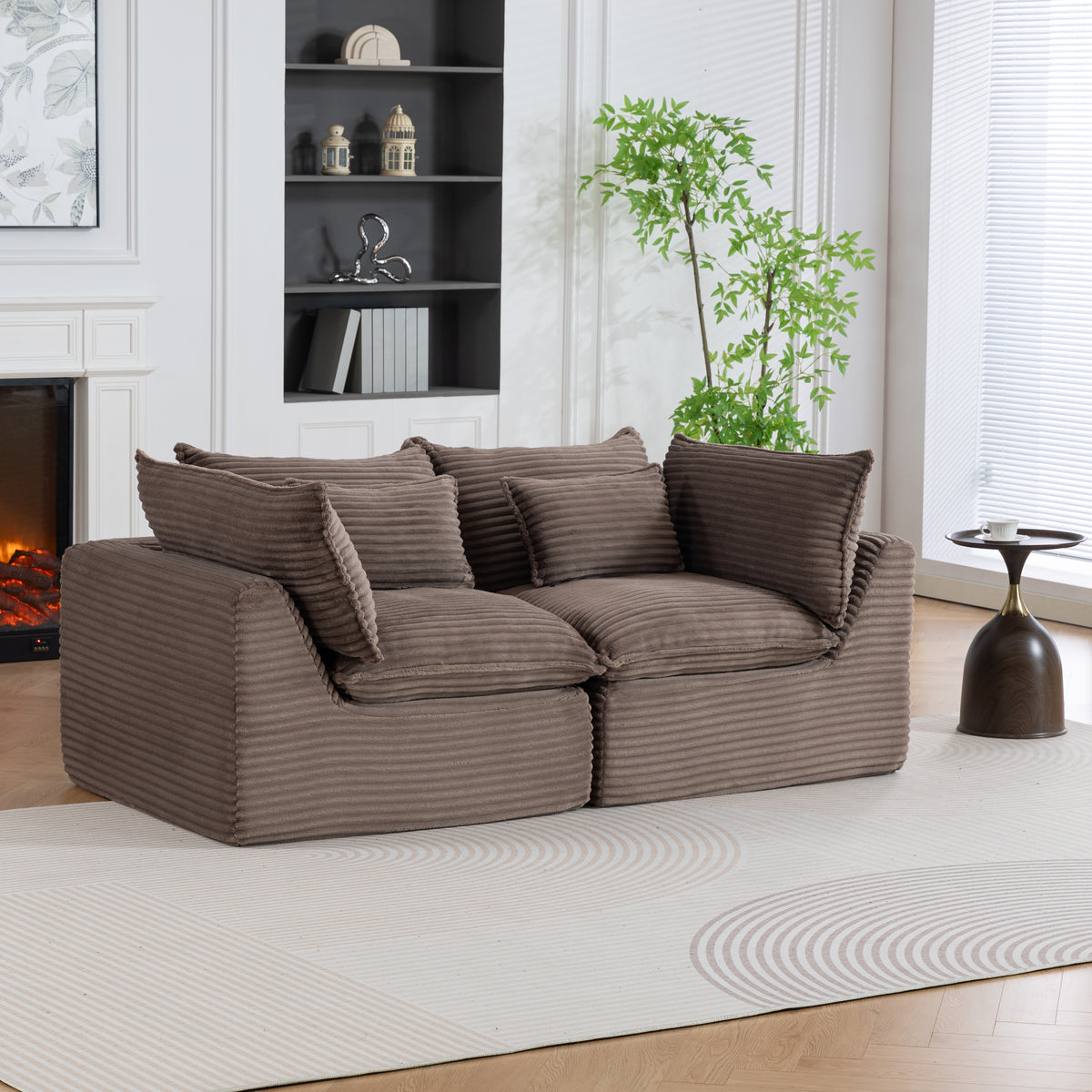The Cloudrest 75" Chocolate Corduroy Modular Loveseat