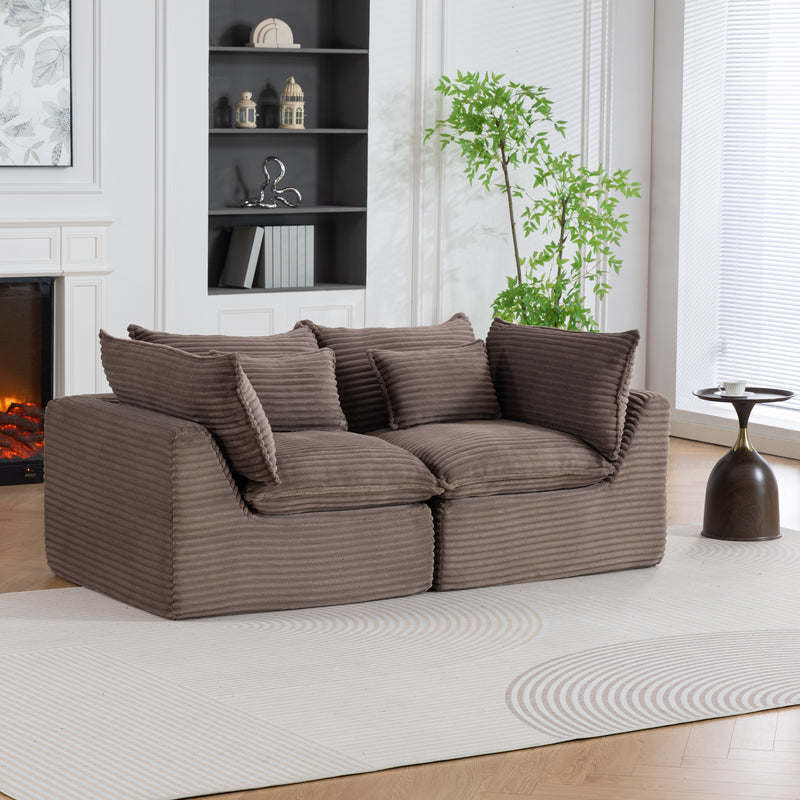 The Cloudrest 75" Chocolate Corduroy Modular Loveseat