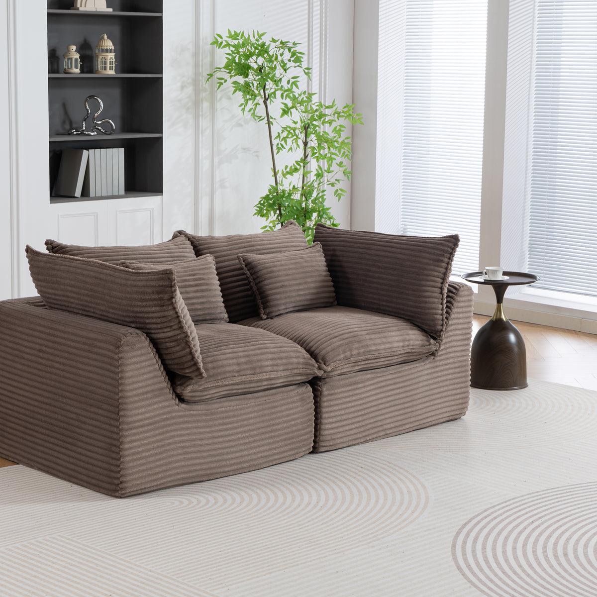 The Cloudrest 75" Chocolate Corduroy Modular Loveseat