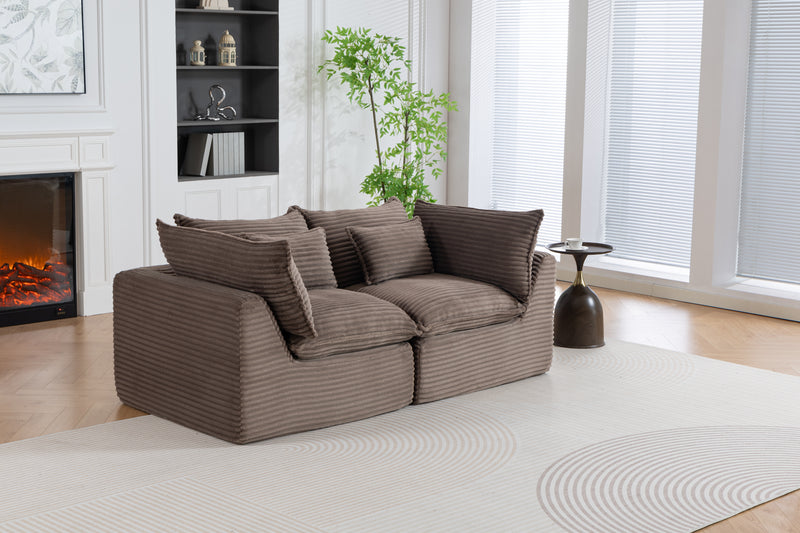 The Cloudrest 75" Chocolate Corduroy Modular Loveseat