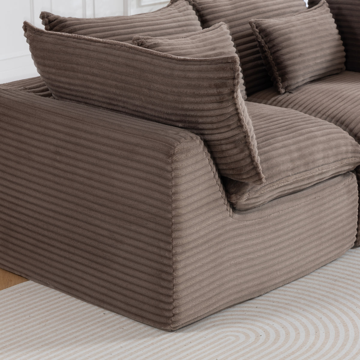 The Cloudrest 75" Chocolate Corduroy Modular Loveseat