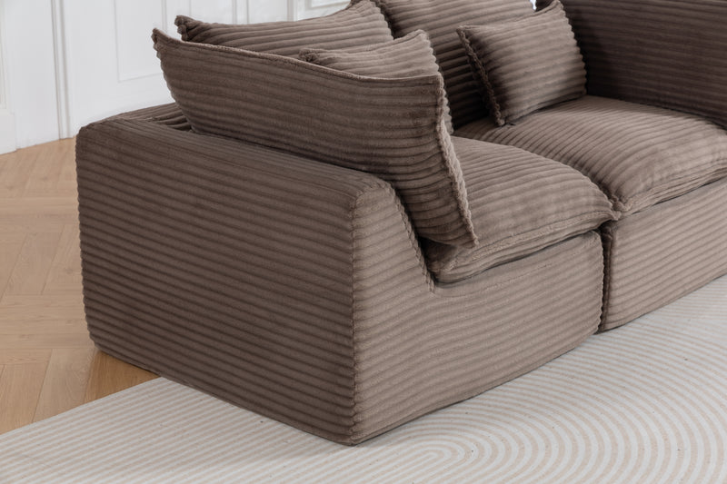The Cloudrest 75" Chocolate Corduroy Modular Loveseat
