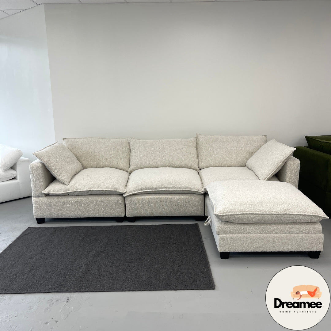 Off White Boucle Cloud Couch Sectional